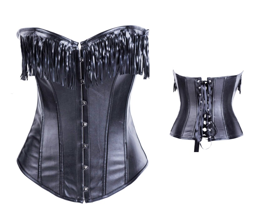 Fringed Bandeau Leather Corset